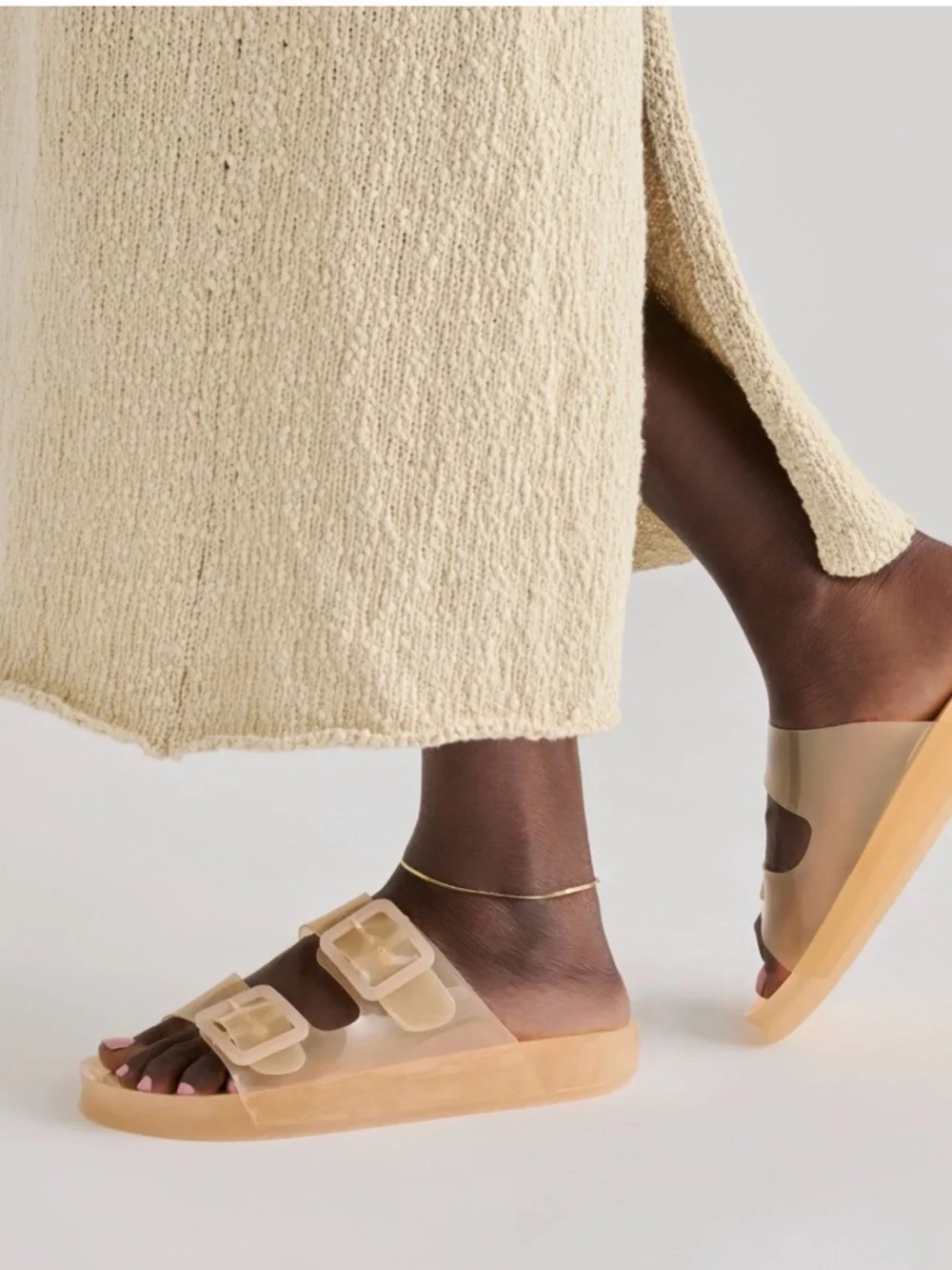 NEW IN BOX: Dolce Vita Julio Sandals, Praline Vinyl Double-Buckle Slide Sandals - Picture 2 of 11